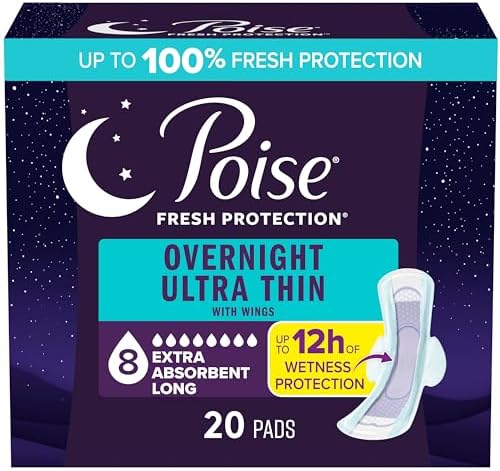 Poise Overnight Ultra Thin Pads with Wings for Bladder Leaks