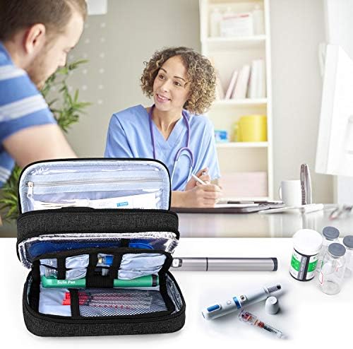 Yarwo Insulin Cooler Travel Case with 4 Ice Packs Black