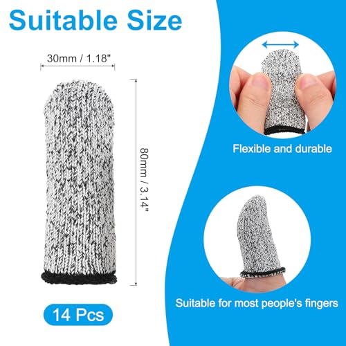 PATIKIL Cut Resistant Finger Cots 14 Pcs Reusable Grey