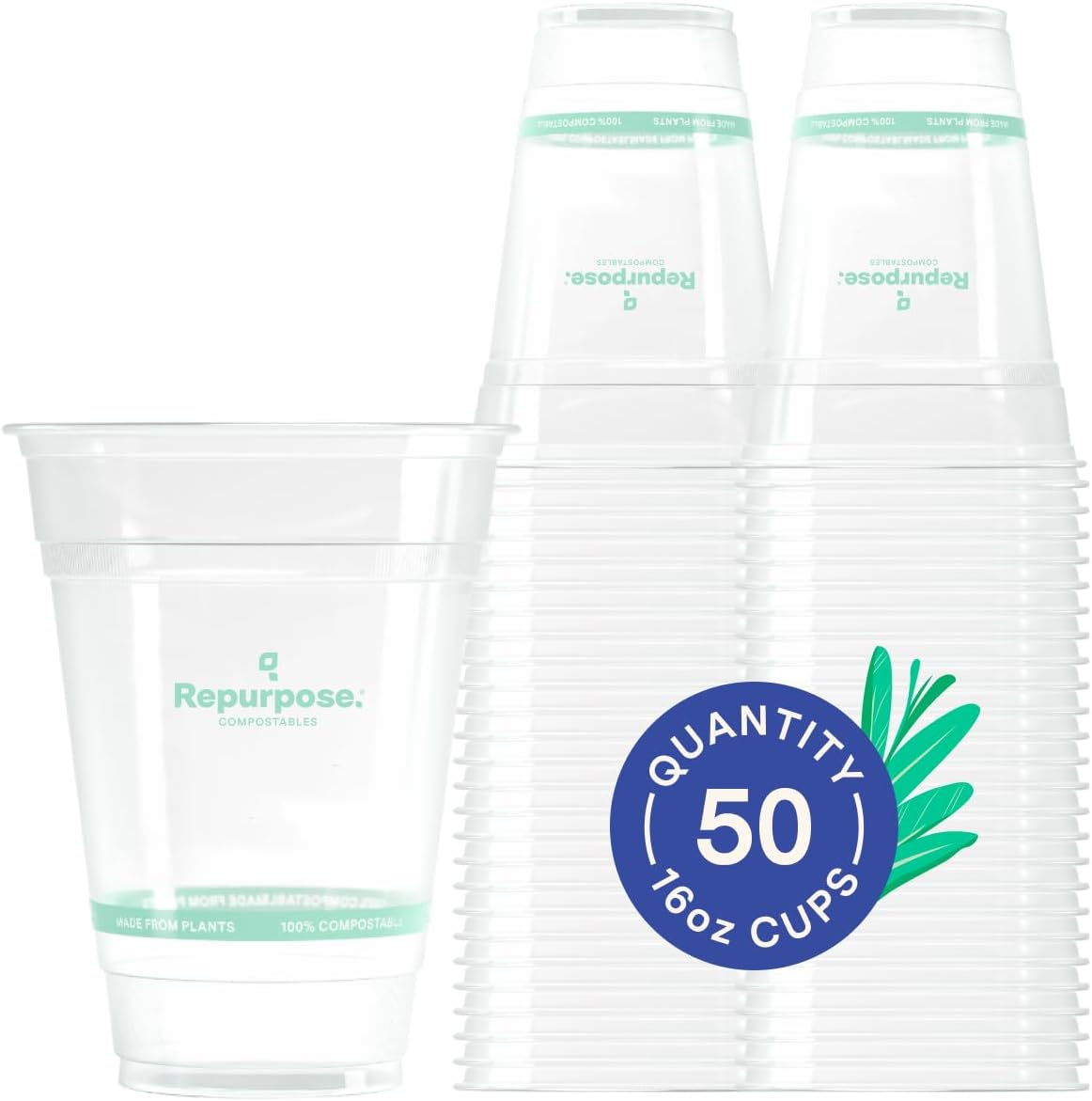 Repurpose 100 Compostable Cold Cups 16oz 50 Count