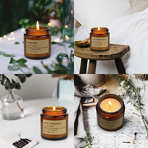 6 Pack Amber Jar Soy Candles Gift Set for Women