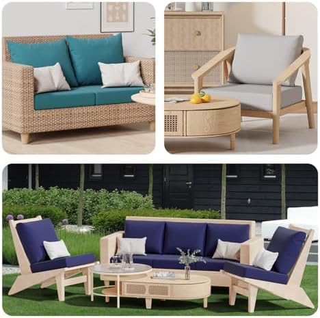 8Pcs Stretch Patio Cushion Covers Air Grey
