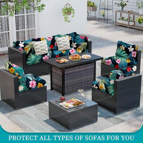 12Pcs Stretch Outdoor Cushion Covers for Sofa and Chairs