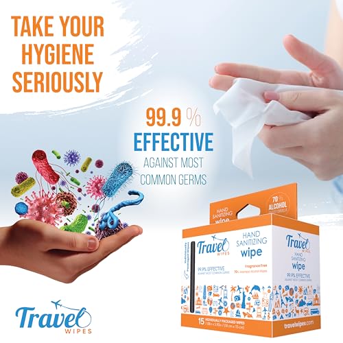 Travel Wipes Hand Sanitizer 15 Count Individually Wrapped
