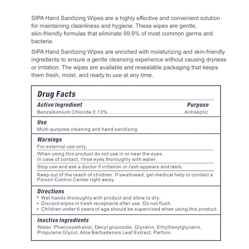 SIPA Hand Sanitizing Wipes 100 Count 4 Canisters