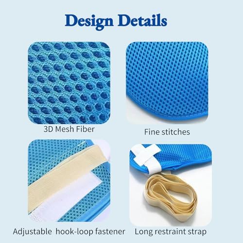 Dementia Restraint Gloves 2 Pack Safe Anti-Scratch Mitts for Elderly Care