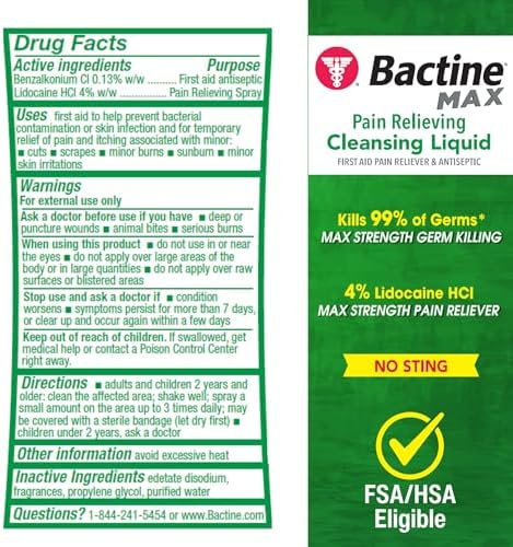 Bactine MAX First Aid Spray 4 Lidocaine 5oz 4 Pack