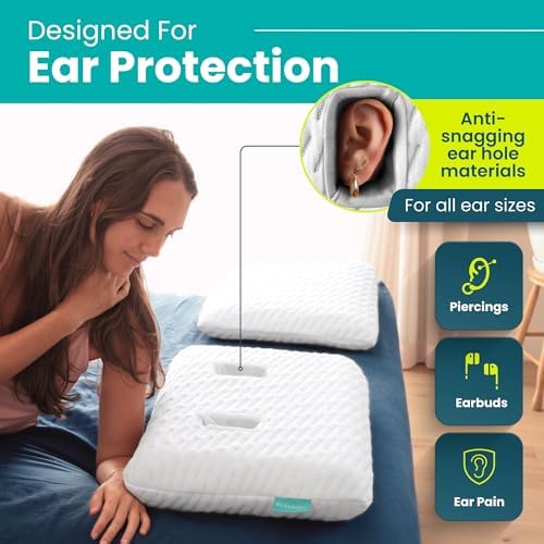 BLISSBURY Ear Pillow with Hole for Ear Piercing Comfort