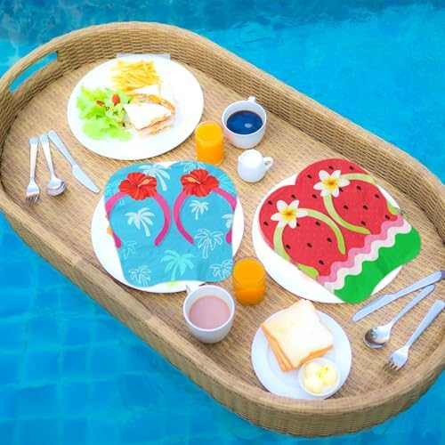 50Pcs Hawaiian Luau Napkins with Flip-Flops Design