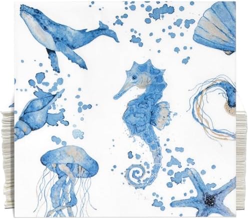 100 Pcs Ocean Themed Cocktail Napkins