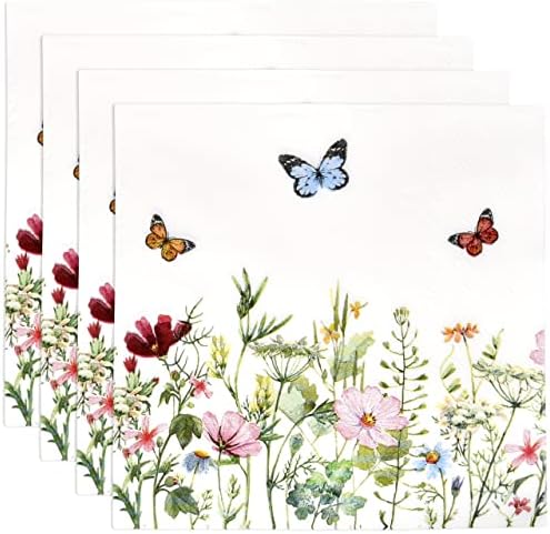 Gift Boutique 100 Spring Floral Napkins with Butterflies