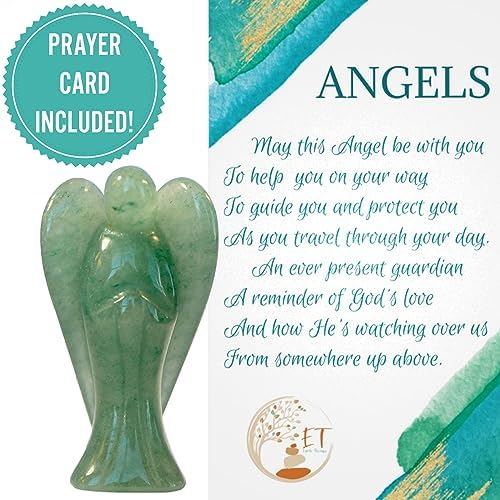 Original Pocket Guardian Angel with Serenity Prayer Card - Green Aventurine Healing Stone Figurine