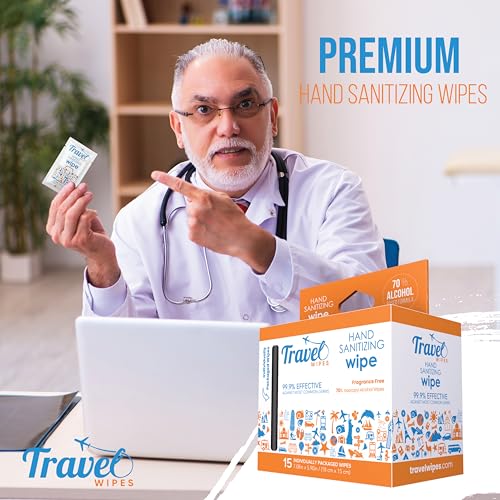 Travel Wipes Hand Sanitizer 15 Count Individually Wrapped