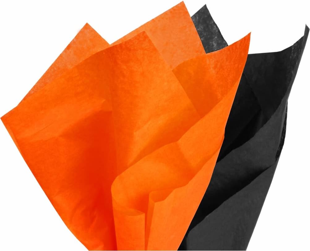 PMLAND Gift Wrapping Tissue Paper Black Orange 20x26 60 Sheets