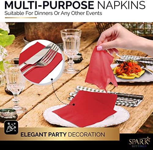 100 Pack Red Disposable Napkins 5x5 2 Ply by Amcrate