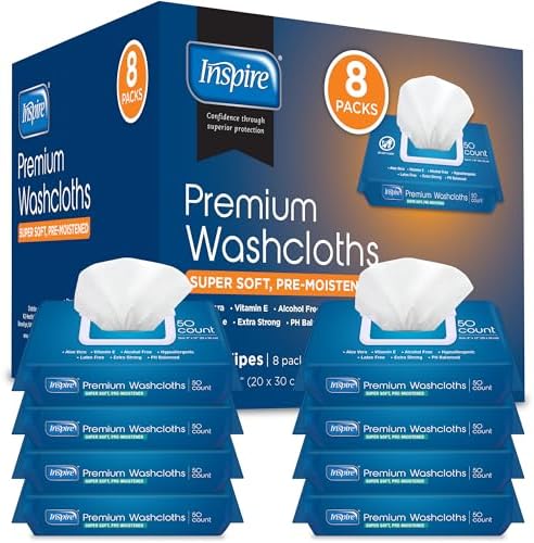 Inspire Adult Wet Wipes Oversized 8x12 Inches Pack of 8