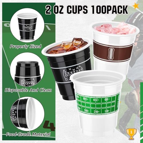 Baderke 100 Pcs 2 Oz Football Shot Glasses for Parties