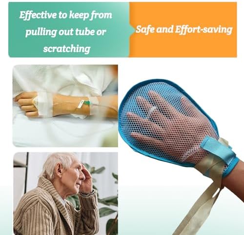 Dementia Hand Restraint Gloves - 2 Pcs Breathable Mesh Mitts for Elderly
