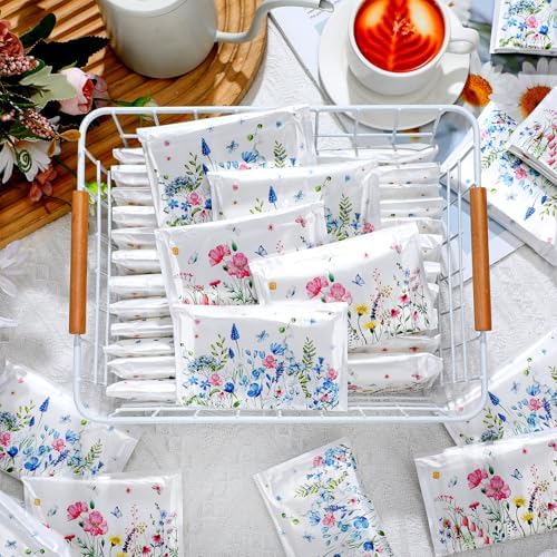 50 Pack Wildflower Pocket Tissues Floral Design 3 Ply