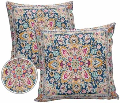 YOKOU Outdoor Waterproof Pillow Covers Floral Pattern Pack of 2