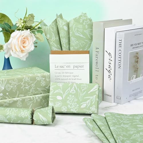Bolsome 100 Sheets Wildflowers Tissue Paper for Boho Decor