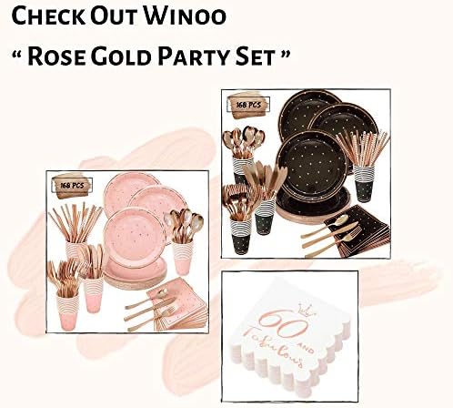 60 and Fabulous Cocktail Napkins Rose Gold