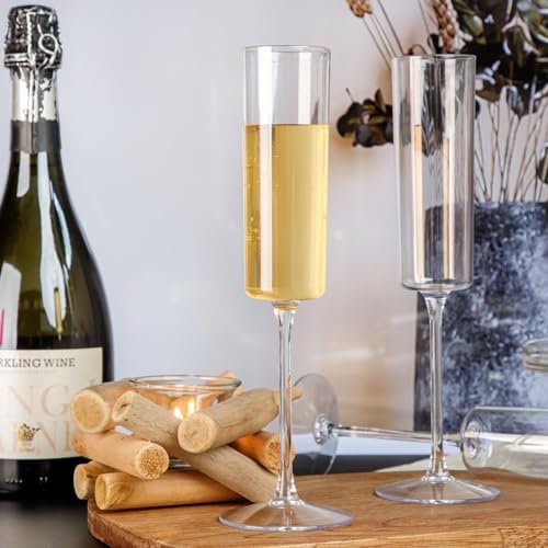 Ciaell 24 Pack Clear Plastic Champagne Flutes 6 Oz