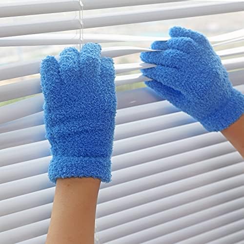 Evridwear Microfiber Dusting Gloves 2 Pairs Blue Pink