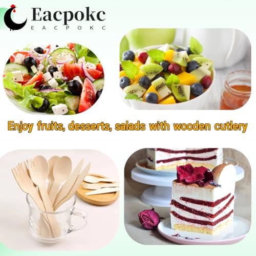 Eacpokc 63 Inch Disposable Wooden Knives 100 PCS Eco-Friendly