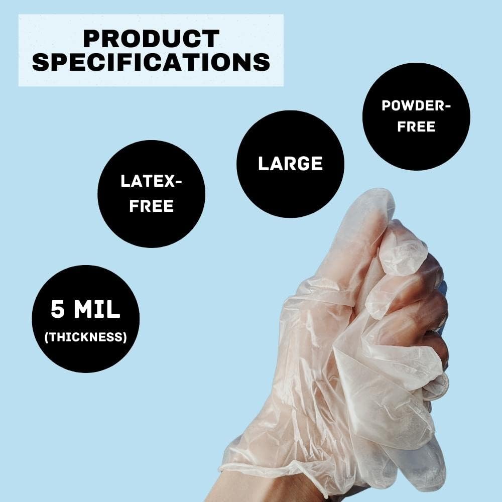 PSBM Vinyl Gloves 2000 Count Large Clear Powder and Latex Free
