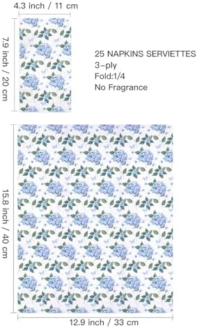 WRAPAHOLIC 25Pcs Hydrangea Napkins 3-Ply