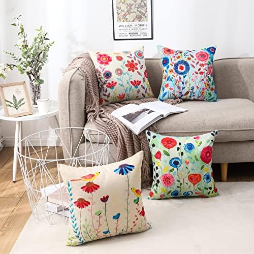 JOJOGOGO Waterproof Flower Pillow Covers Set of 4 18x18