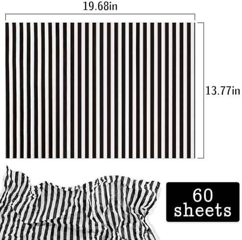 MR FIVE 60 Sheet Black Stripe Tissue Paper 14x20