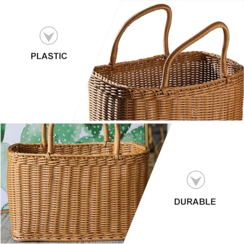 MAGICLULU 1Pc Large Oval Woven Straw Picnic Basket