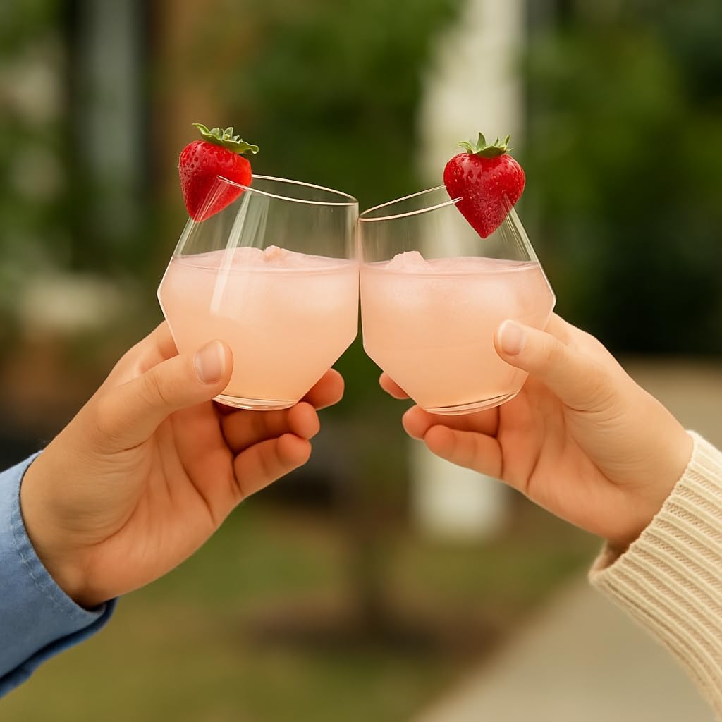 40 Diamond-Shaped Plastic Stemless Glasses 12 Ounce