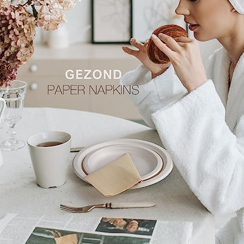 Gezond 100pcs Compostable Dinner Napkins 13x13 in 2-ply Eco Friendly