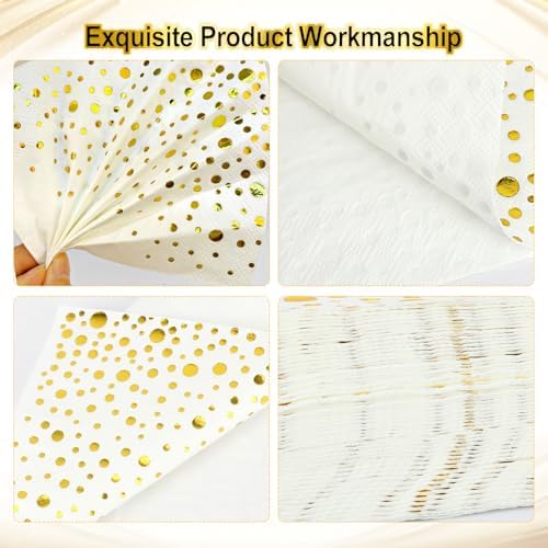Gold Foil Party Napkins 60 Pieces 33x33cm