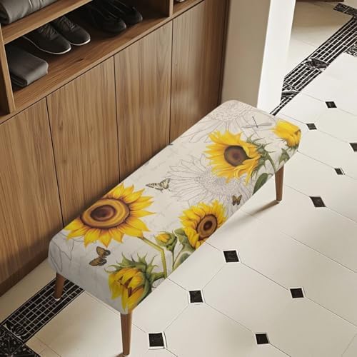 Sunflower Rectangle Bench Cushion Cover Dustproof and Washable