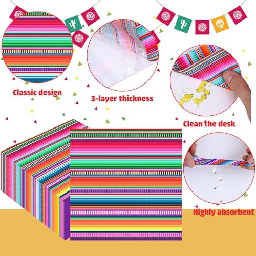 Peony Man 50 Pack Mexican Fiesta Cocktail Napkins
