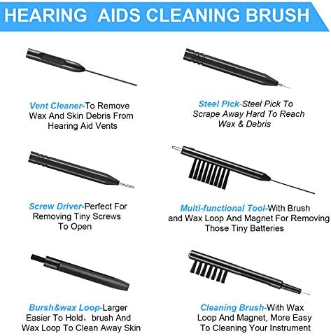 7 Piece Hearing Aid Cleaning Kit with Magnet and Brush