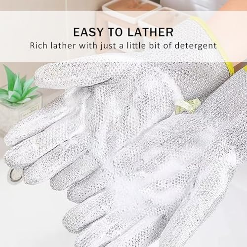2 Pairs Metal Wire 5-Finger Dishwashing Gloves
