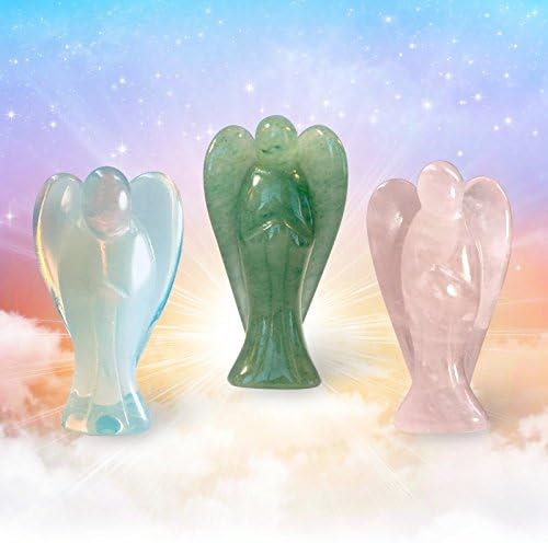 Original Pocket Guardian Angel with Serenity Prayer Card - Green Aventurine Healing Stone Figurine