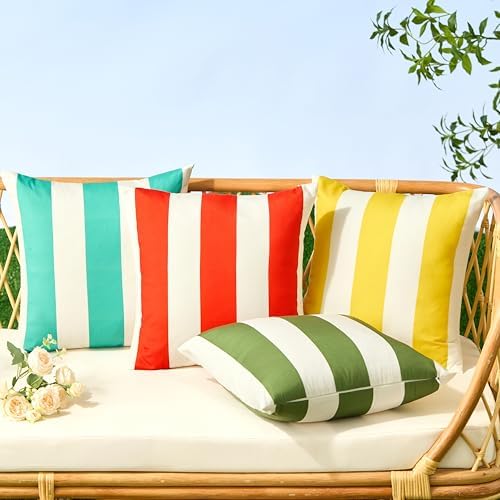 Allorry Outdoor Pillow Covers Set of 2 Olive Green Striped