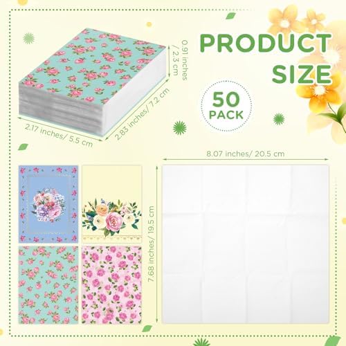 Faccito 50 Pcs Tea Party Floral Tissues 3 Ply
