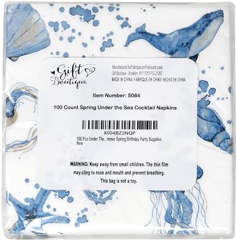 100 Pcs Ocean Themed Cocktail Napkins