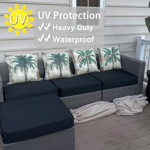 Oslimea Outdoor Cushion Covers 2 Pack Black 25x27x5 Inch