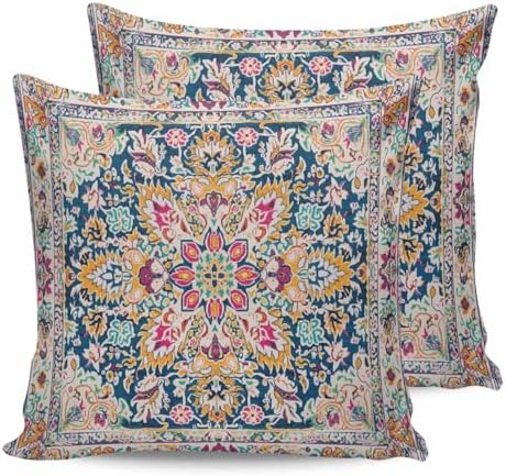 YOKOU Outdoor Waterproof Pillow Covers Floral Pattern Pack of 2