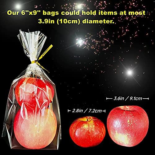 PigPotParty 6x9 Clear Plastic Treat Bags 50Pcs with Twist Ties