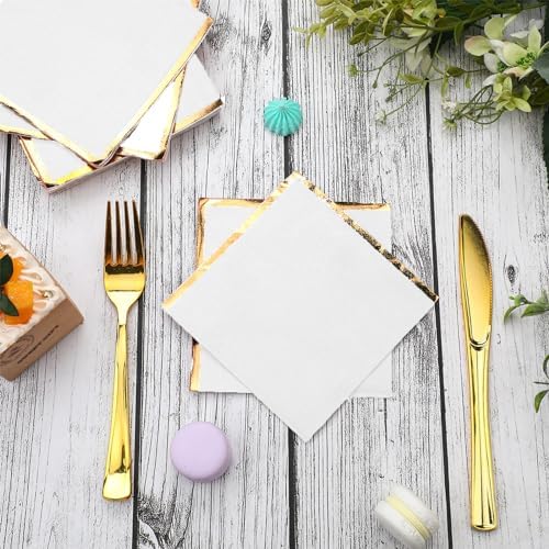 Fulmoon 100 Pack 2 Ply Gold Foil Edge Napkins