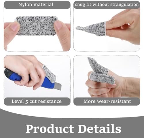 COMNICO Cut Resistant Finger Cots 16 Pcs Reusable Gloves